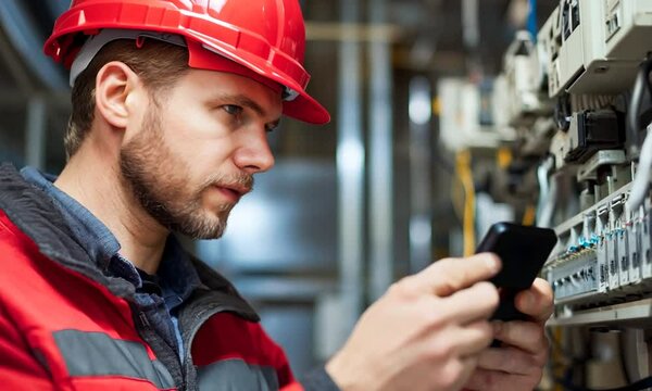 Electrician working on an electrical panel