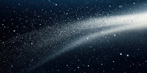 Fototapeta premium Sparkling light particles in dark blue space