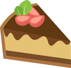 Slice Sweet Chocolate Cake With Strawberry Topping