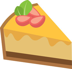 Slice Sweet Cheesecake With Strawberry Topping