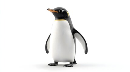 Obraz premium 82. **A 3D render of a ceramic tile art depicting a charming penguin with playful textures and designs, isolated on a white background