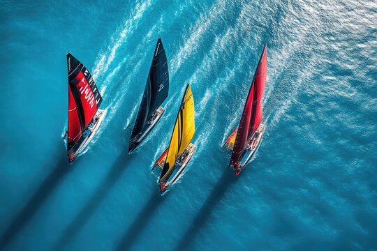 Dynamic Catamarans Racing Across the Ocean Surface