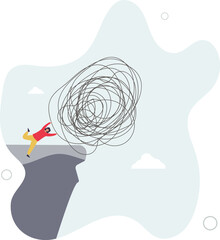 overcome frustration, reduce tension and make peaceful life.flat design with people.