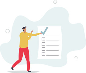 Self assessment, evaluate yourself for personal development or work improvement concept.flat design with people.