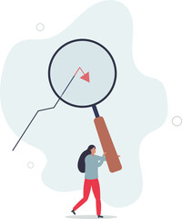 down turn or economic recession, market plunge signal, inflation or interest rate falling down concept.flat design with people.