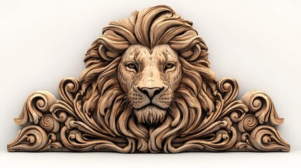87. **A detailed 3D render of a ceramic tile art featuring a majestic lion with ornate mane patterns, isolated on a white background