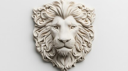87. **A detailed 3D render of a ceramic tile art featuring a majestic lion with ornate mane patterns, isolated on a white background