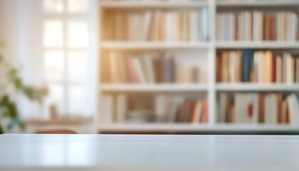 Fototapeta premium Blurred Home Office with Bright Daylight and Calm Workspace