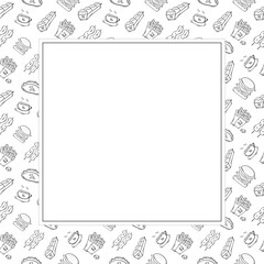 food and beverage frame in doodle style frame background