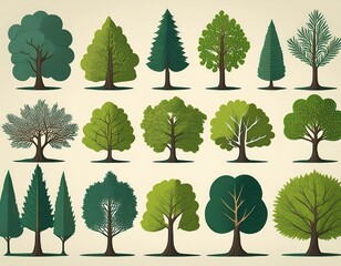 A collection of trees in various sizes and shapes