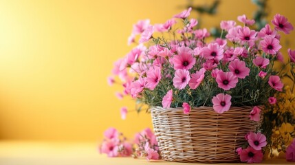 Mother’s Day Gift Basket with Pink Blooms and Confetti