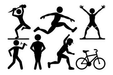 Set of 6 Human Action Silhouettes - Dynamic Vector Illustrations, SVG, Cricut Files for Versatile Design Projects