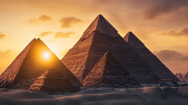 The Great Pyramids of Giza at Sunset