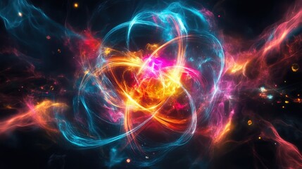 Obraz premium Luminous Atom Illuminated by Cosmic Energy