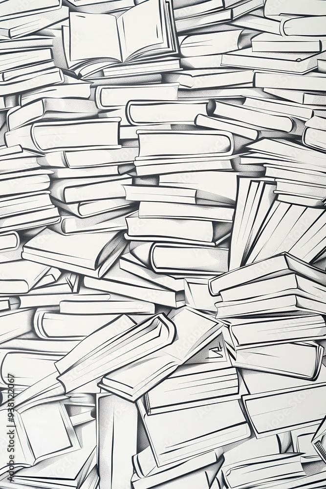 Poster educational background with outlines of books and learning tools for text or images