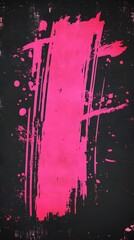 Pink Paint Stroke on Black Background, Abstract Image, Texture, Pattern, Wallpaper, Cover and Screen of Smartphone, Cell Phone, Computer, Laptop, 9:16 and 16:9 Format