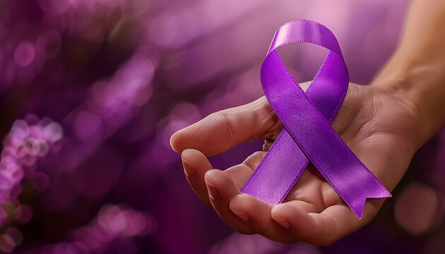 Cancer Awareness Day pancreatic cancer purple ribbon for design caner day post