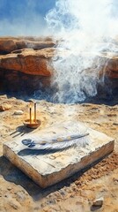 Feather of Ma'at Temple Offering Ancient Egyptian Religion Spiritual Symbol