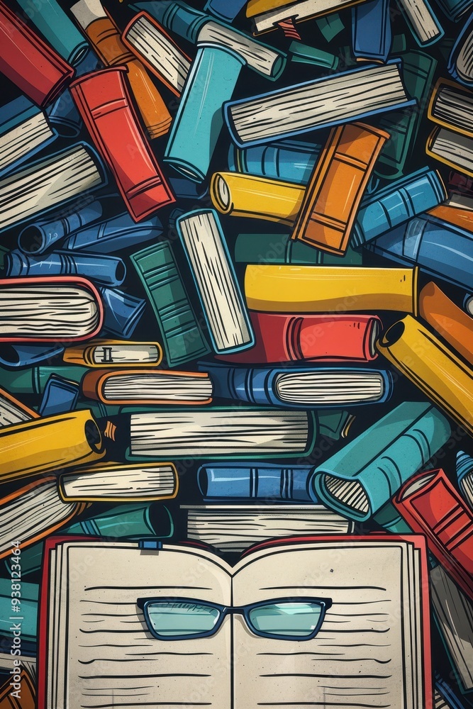 Poster education and learning background with book outlines and tools for copy space