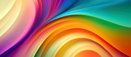 Colorful abstract waves flowing together in a harmonious pattern with gradients of pink, orange, blue, and green blending seamlessly