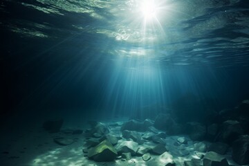 Fototapeta premium Underwater Sunlight: A Mystical View of the Ocean Floor