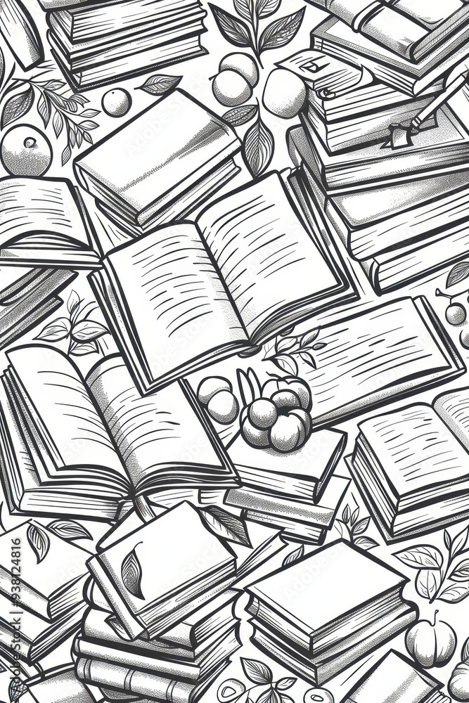 Poster knowledge is the key: background of outlines of books and learning tools with copy space for customi