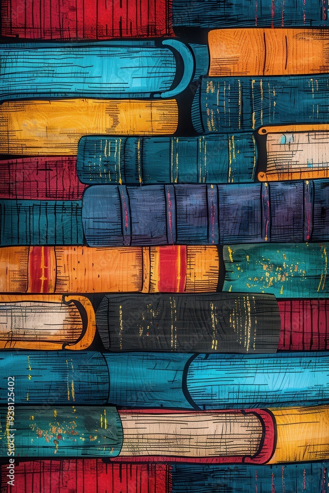 Poster knowledge is power - abstract background with stacked books and learning symbols