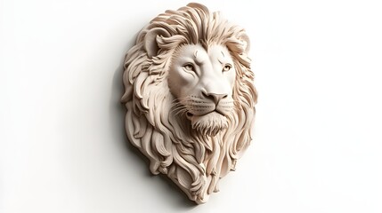 65. **A realistic 3D render of a ceramic tile art showcasing a regal lion with detailed mane textures, isolated on a white background