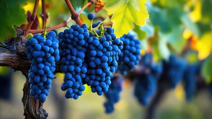 Naklejka premium Vineyard Grapes Ready for Harvest in Autumn