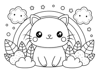 Hand drawn kawaii coloring book illustration AI generated