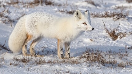 Arctic Fox in a Snowy Landscape