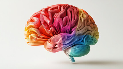 multicolored brain model, vibrant neuroscience and psychology concept