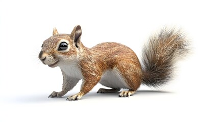 52. **A lifelike 3D render of a ceramic tile art depicting a playful squirrel with detailed patterns and textures, isolated on a white background