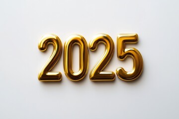 Polished Gold 2025 Figures on Plain Background