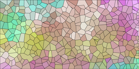 Fototapeta premium Abstract Seamless Multicolor Broken Stained-Glass Geometric Retro Tiles Pattern and Quartz Crystal Voronoi Diagram Background for Website, Fabric Printing, Brochures, Luxury/Premium Packaging 