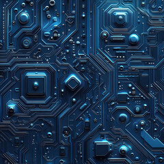 Fototapeta premium A blue background with many small squares and circles. The squares and circles are all different sizes and colors