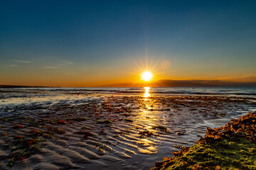 colourful , bright sunsets at the beach , minnis bay,birchinton , kent