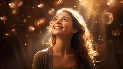 The power of positive thoughts: Depict a life-changing moment where the law of attraction brings immense happiness and success