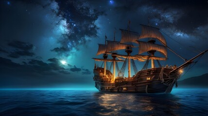 Fototapeta premium pirate ship in the ocean