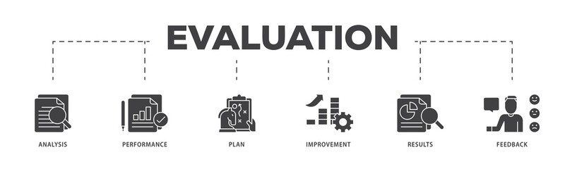 Evaluation icon infographic illustration concept with icon of analysis, performance, plan, improvement, results, and feedback  icon png and easy to edit 