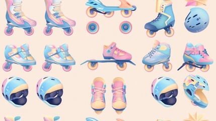 Obraz premium Pastel Roller Skate Collection. Retro and Modern Designs