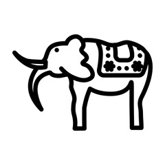 Decorated Elephant Vector Line Icon Design