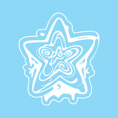white creamy star vector design, dripping white fluid star illustration.