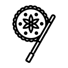 Traditional Indian Fan Vector Line Icon Design