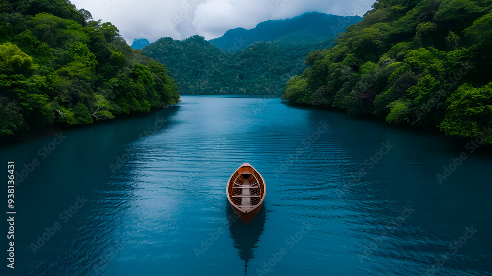 Poster Boat Floating Top Large Body Water