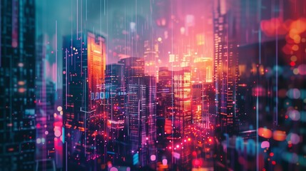Obraz premium Futuristic Cityscape at Dusk