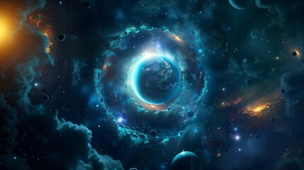 Cosmic Galaxy Exploration Scene