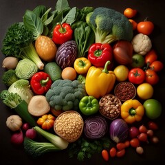 Assortment of Vibrant Produce Creates Captivating Visage