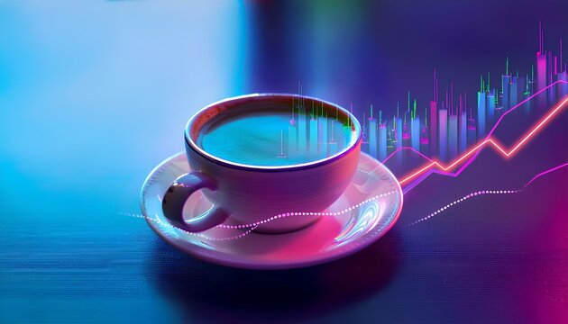 Invigorating coffee in neon colors and scent in the form of an option chart