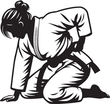 recommend clip art: Judo martial art Karate Taekwondo female player in celtic knot pattern vector illustration silhouette 